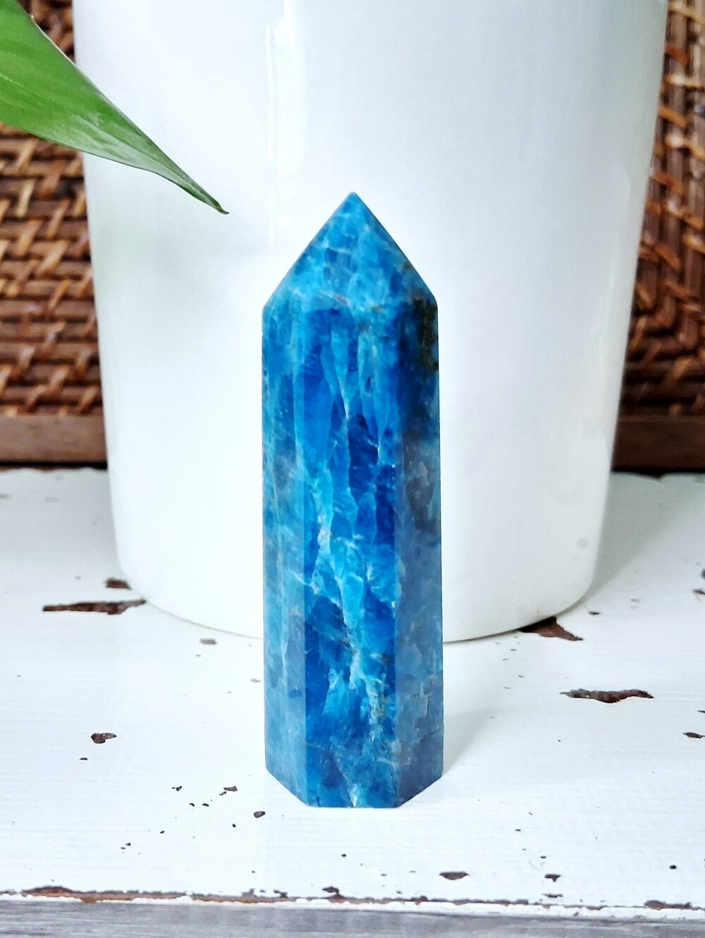Blue Apatite Crystal Obelisk Tower Decorative Home Accent